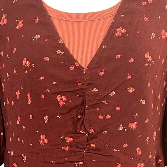 Old Navy Tank & Top Set, Burgundy/Rust, Large, Elbow Sleeve, V Neck - Picture 4 of 5
